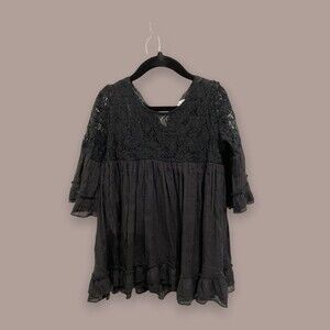 Little Sassy Girls black bohemian Baby doll top SZ 5T